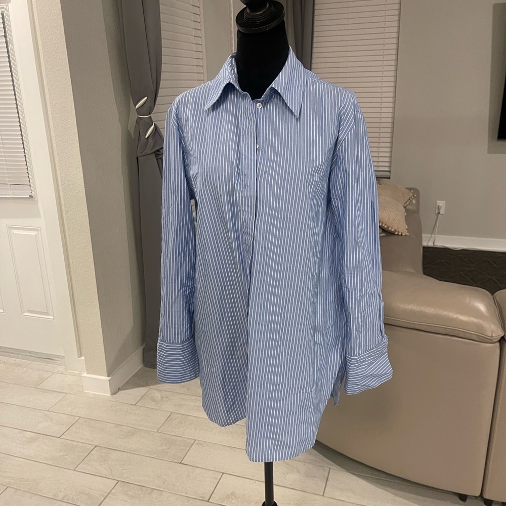 OPUS Fissa striped cotton button down shirt tunic Sz 38